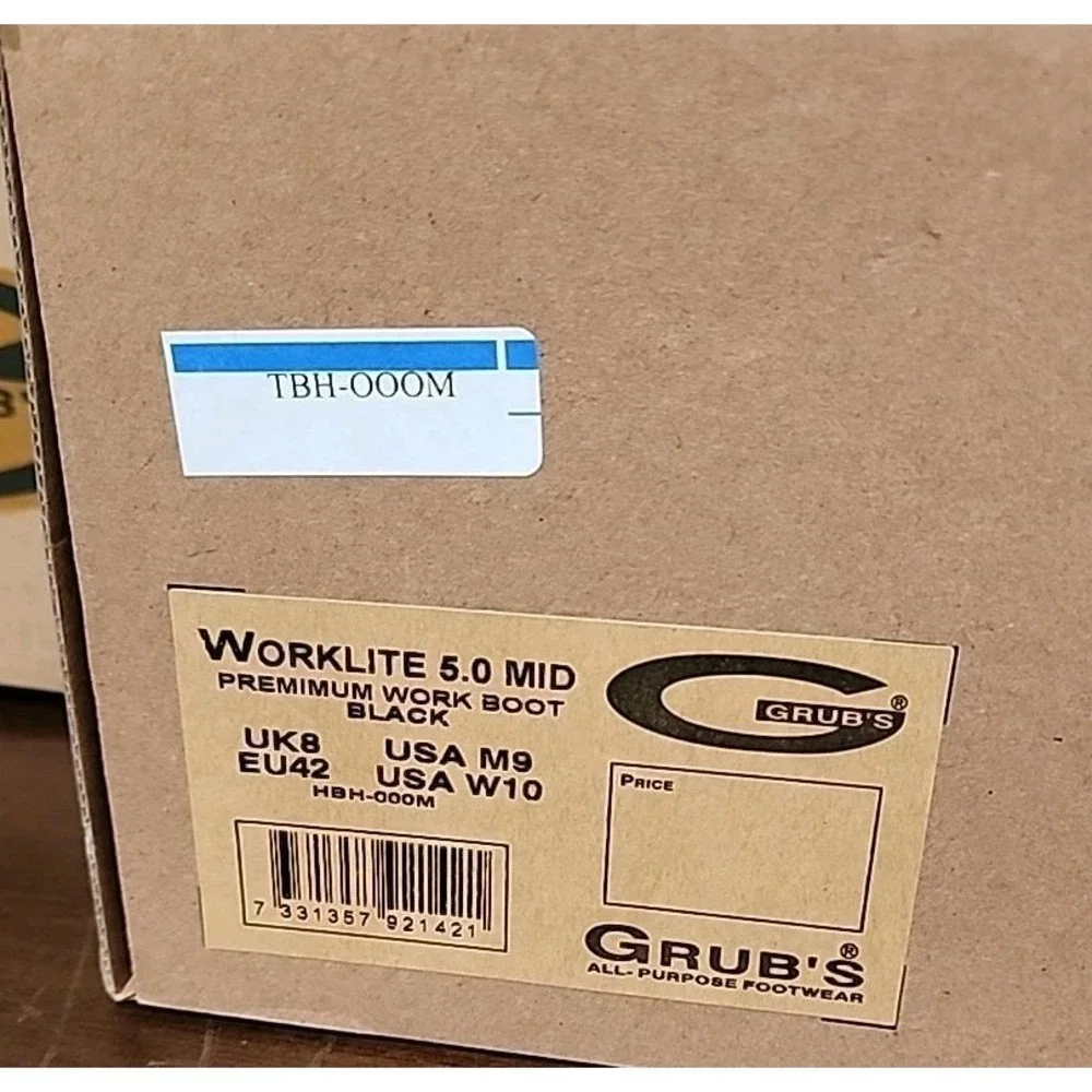 Grub's Worklite 5.0 Mid Premium Work Boot M9 W10 Rubber Outside Foam Inside